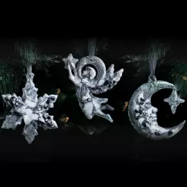 Set of Christmas tree toys "Festive" from the Rozhdestvenskaya collection, white, 3 pcs